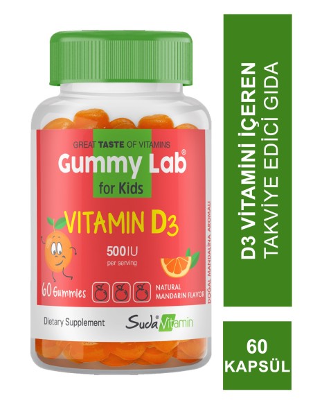 Suda Vitamin Gummy Lab Vitamin D3 for Kids 60 Yumuşak Kapsül 