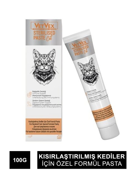 Outlet - VetVex Sterilised Kedi Bağışıklık & Sindirim Desteği 100 gr 