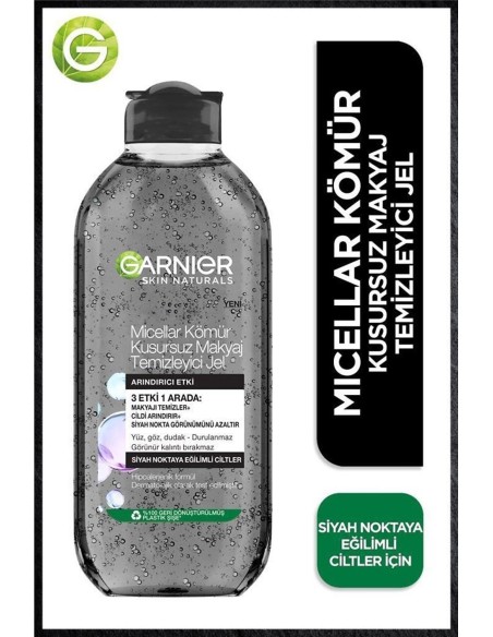 Garnier Miceller Kömür Kusursuz Makyaj Temizleyici Jel 400 ml 