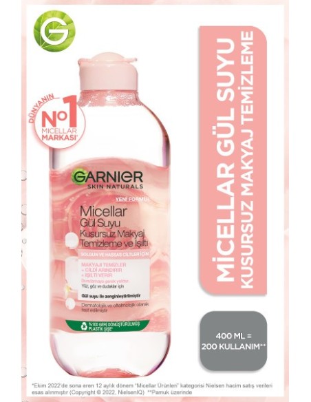 Garnier Micellar Gül Suyu Kusursuz Makyaj Temizleme & Işıltı 400 ml 