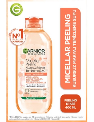 Garnier Micellar Peeling Kusursuz Makyaj Temizleme Suyu 400 ml 