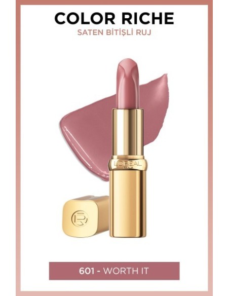 Loreal Paris Color Riche Saten Bitişli Ruj - 601 Worth It 