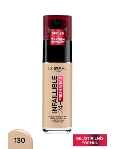 Loreal Paris Infaillible 32H Fresh Wear C Vitaminli Fondöten - 130 Beige Peau 30ml 