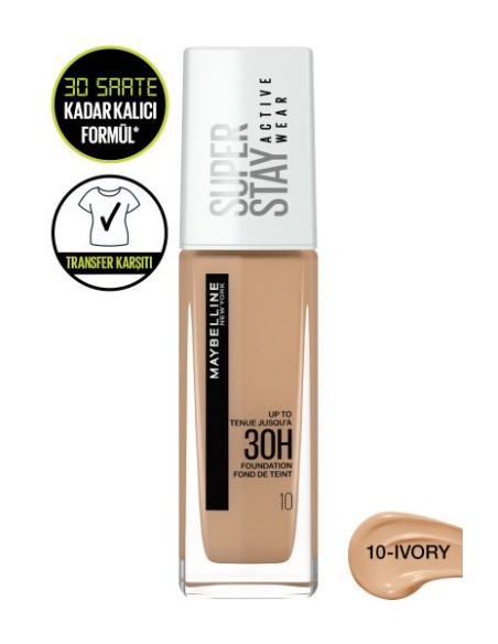 Maybelline New York Superstay Active Wear Fondöten- 10 Ivory 30ml 