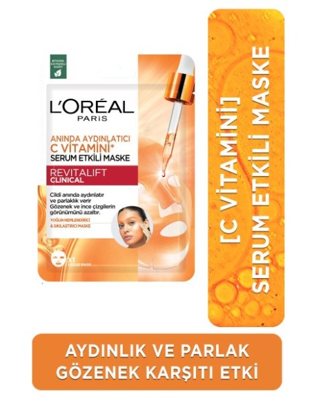 Loreal Paris Revitalift Clinical Anında Aydınlatıcı C Vitamini Serum Etkili Maske 1 Adet 