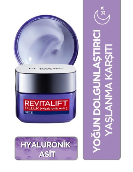 Loreal Paris Revitalift Filler Dolgunlaştırıcı Yaşlanma Karşıtı Gece Bakım Kremi 50 ml 