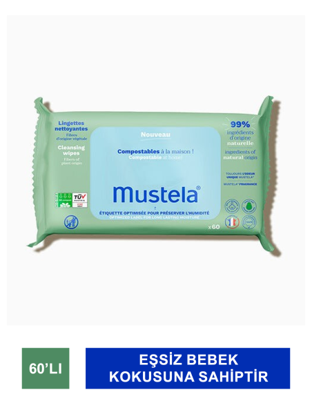 Mustela Compostable Cleansing Wipes ( Kompostlanabilir Temizleme Mendili ) 60 Adet (01/06/2026) 