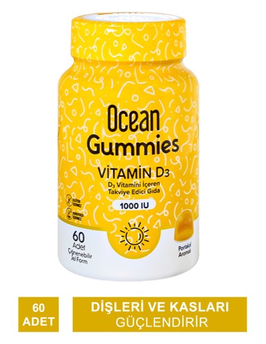 Ocean Gummies Vitamin D3 1000IU 60 Yumuşak Tablet 