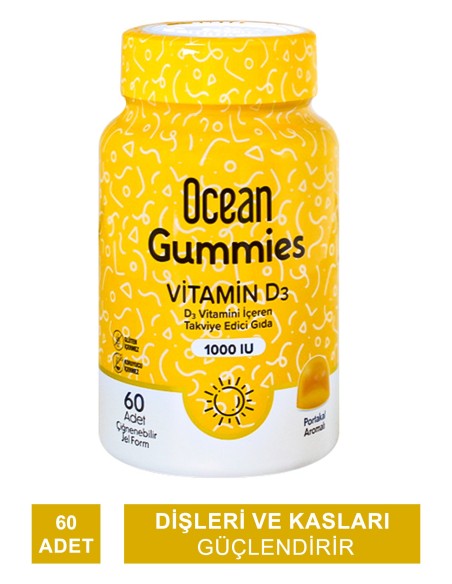 Ocean Gummies Vitamin D3 1000IU 60 Yumuşak Tablet 