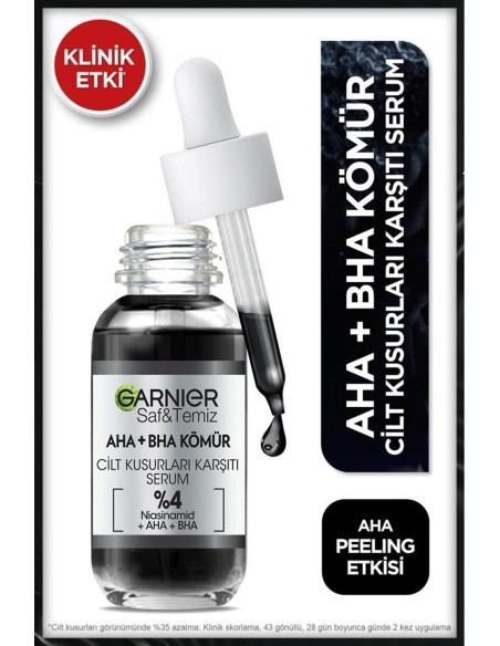 Garnier Aha+Bha Kömür Cilt Kusurları Karşıtı Serum %4 30 ml 