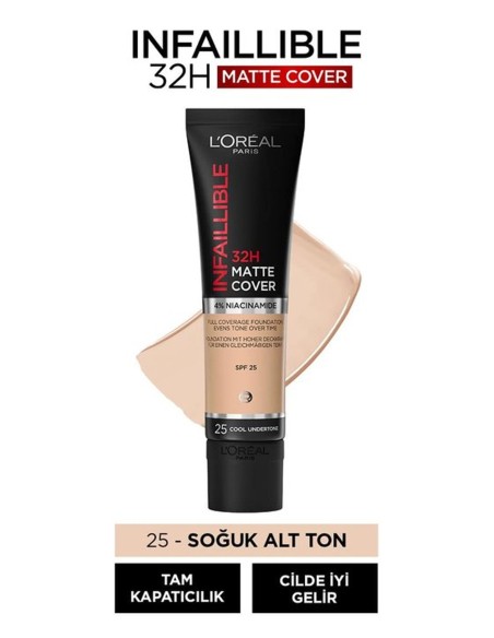 Loreal Paris Infaillible 32H Matte Cover Yüksek Kapatıcı Fondöten -  25 