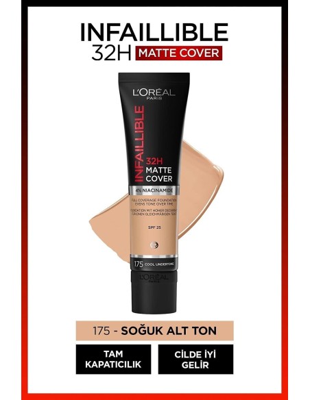 Loreal Paris Infaillible 32H Matte Cover Yüksek Kapatıcı Fondöten -  175 SABLE 