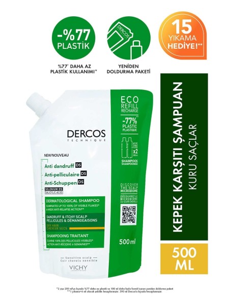 Vichy Dercos Anti Dandruff Kepek Karşıtı Şampuan - Kuru Saçlar ( Refill ) 500 ml 