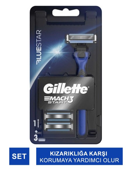 Gillette Mach 3 Start Bluestar Tıraş Makinası + 3 Yedek Bıçak 