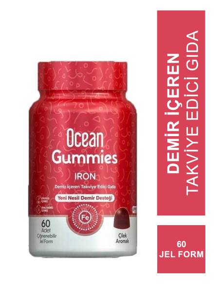 Ocean Gummies İron ( Demir ) 60 Yumuşak Tablet 