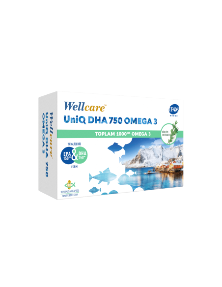 Wellcare UniQ DHA 750 Omega 3 1000mg Balık Yağı 30 Kapsül 