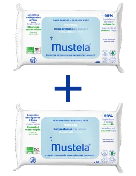 Mustela Kompost Edilebilir Su İçeren Islak Mendil (Parfümsüz) 2x60 Adet 