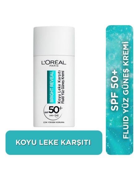 Loreal Paris Bright Reveal Spf 50+ Koyu Leke Karşıtı Fluid Yüz Güneş Kremi 50ml 