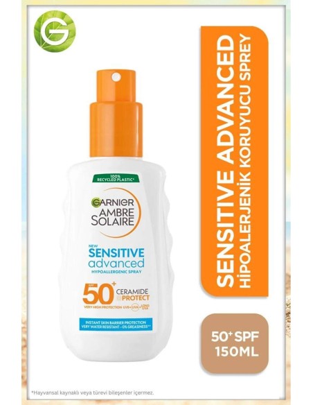 Garnier Ambre Solaire Sensitive Advanced Sprey SPF 50+ ( Hassas Ciltler İçin Güneş Koruyucu Sprey ) 150 ml 