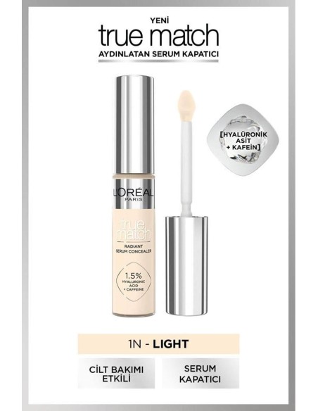 Loreal Paris True Match Aydınlatan Serum Kapatıcı - 1N Light 