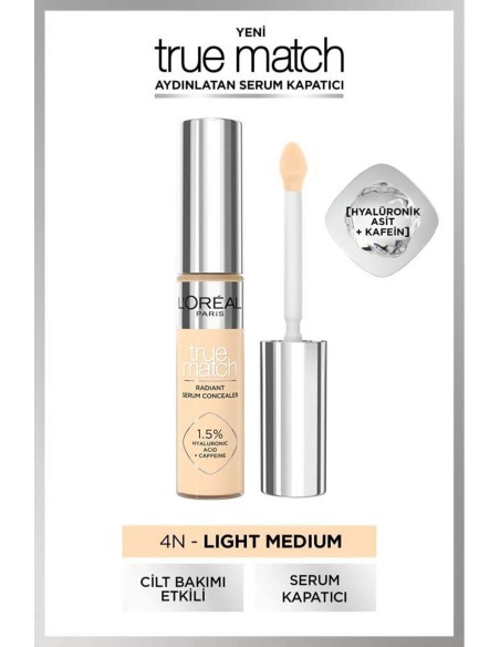 Loreal Paris True Match Aydınlatan Serum Kapatıcı - 4N Light Medium 