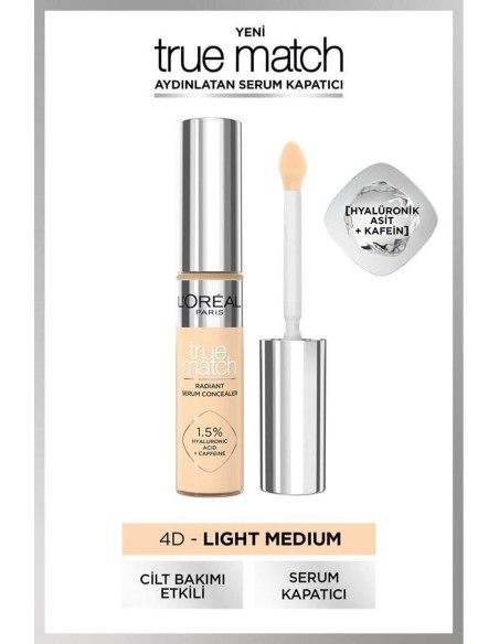 Loreal Paris True Match Aydınlatan Serum Kapatıcı - 4D Light Medium 