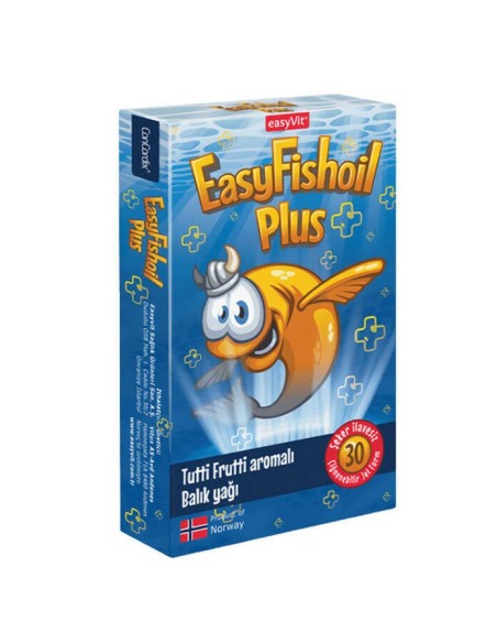 Easyvit EasyFishOil Plus Omega 3 ( Tutti Frutti ) Çiğnenebilir 30 Jel Tablet 