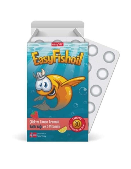 Easyvit EasyFish Oil Omega 3 ( Çilek&Limon Aromalı ) Çiğnenebilir 30 Jel Tablet 