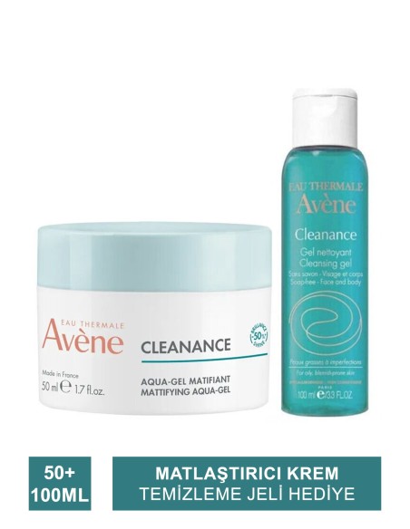 Avene Cleanance Aqua Matlaştırıcı Krem 50 ml - Temizleme Jeli Hediye 