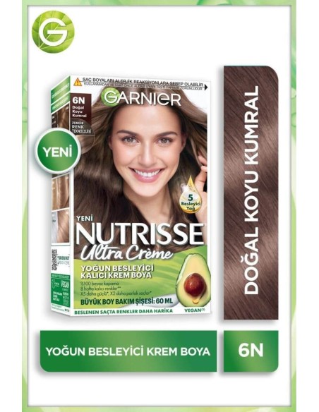 Garnier Nutrisse Yoğun Besleyici Kalıcı Krem Saç Boyası 6N Doğal Koyu Kumral 