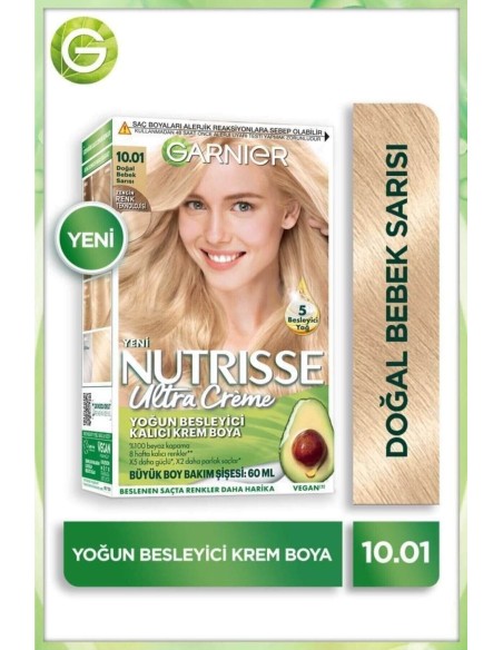 Garnier Nutrisse Yoğun Besleyici Kalıcı Krem Saç Boyası 10.01 Doğal Bebek Sarısı 