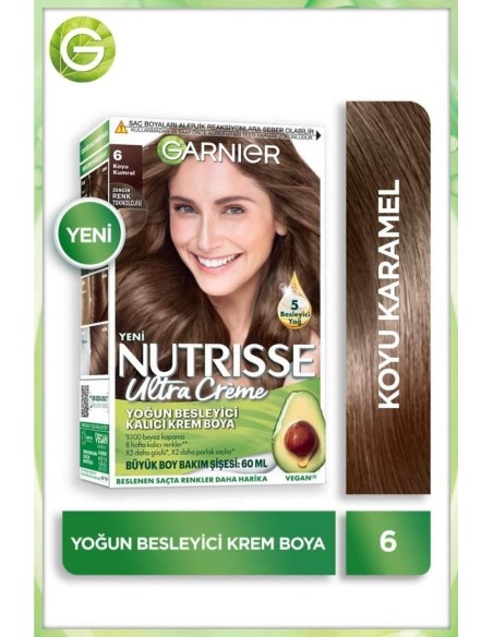 Garnier Nutrisse Yoğun Besleyici Kalıcı Krem Saç Boyası 6 Koyu Kumral 