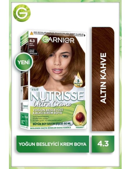 Garnier Nutrisse Yoğun Besleyici Kalıcı Krem Saç Boyası 4.3 Altın Kahve 