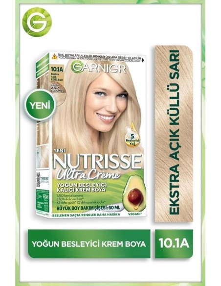 Garnier Nutrisse Yoğun Besleyici Kalıcı Krem Saç Boyası 10.1A Ekstra Açık Küllü Sarı 