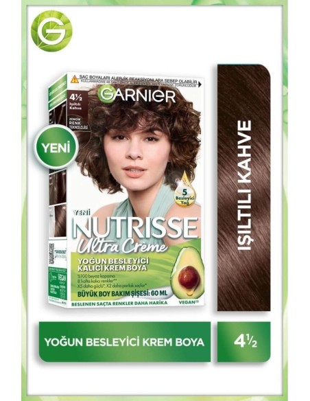 Garnier Nutrisse Yoğun Besleyici Kalıcı Krem Saç Boyası 4 1:2 Işıltılı Kahve 