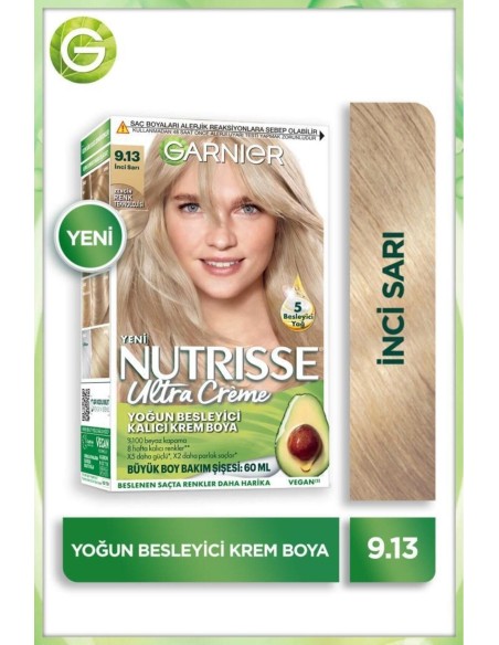 Garnier Nutrisse Yoğun Besleyici Kalıcı Krem Saç Boyası 9.13 İnci Sarı 