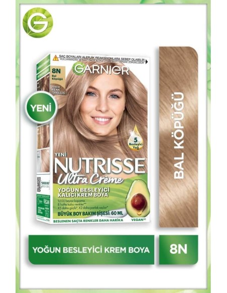 Garnier Nutrisse Yoğun Besleyici Kalıcı Krem Saç Boyası 8N Bal Köpüğü 