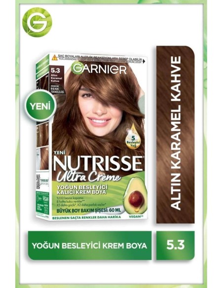 Garnier Nutrisse Yoğun Besleyici Kalıcı Krem Saç Boyası 5.3 Altın Karamel Kahve 