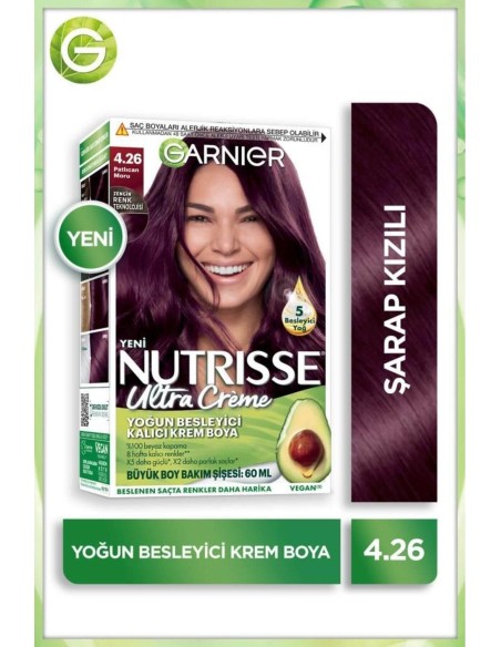 Garnier Nutrisse Yoğun Besleyici Kalıcı Krem Saç Boyası 4.26 Patlıcan Moru 