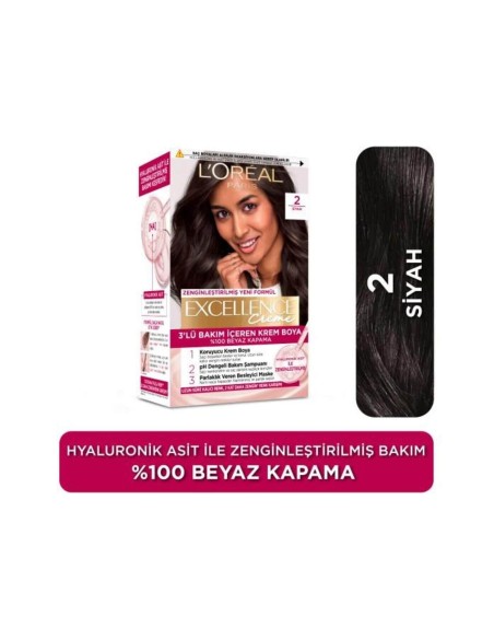 Loreal Paris Excellence Creme 2 Siyah Saç Boyası 