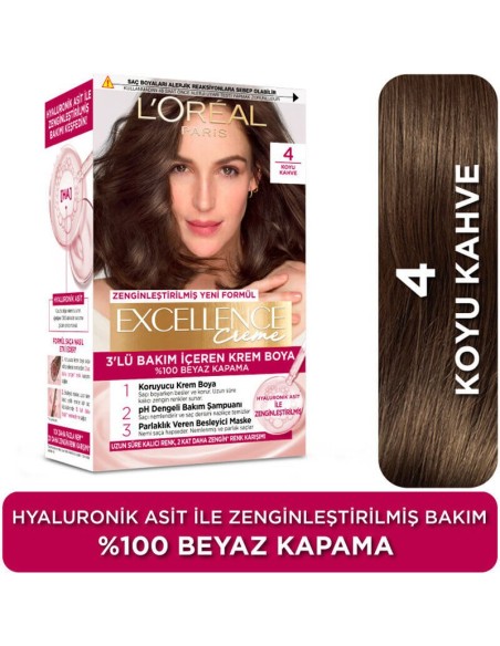 LorealParis Excellence Creme 4 Koyu Kahve Saç Boyası 