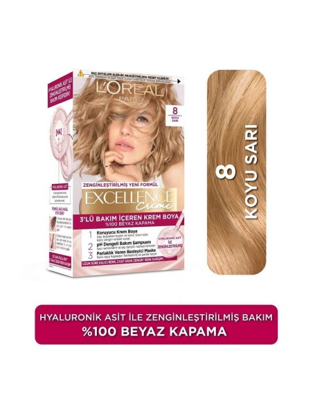 Loreal Paris Excellence Creme 8 Koyu Sarı Saç Boyası 