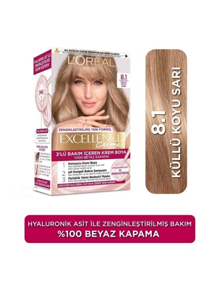 Loreal Paris Excellence Creme Saç Boyası 8.1 Koyu Sarı Küllü 