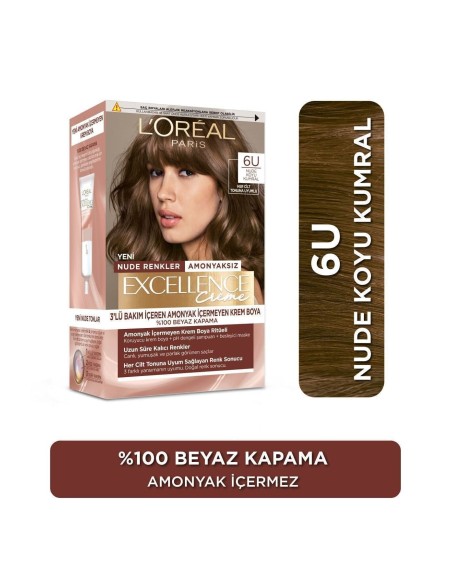 Loreal Paris Excellence Creme Nude Renkler Saç Boyası – 6u Nude Koyu Kumral 