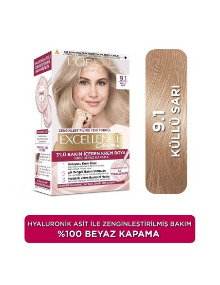 Loreal Paris Excellence Creme Saç Boyası 9.1 Sarı Küllü 