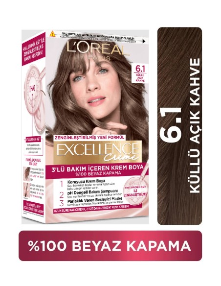 Loreal Paris Excellence Creme Saç Boyası - 6.1 Küllü Açık Kahve 