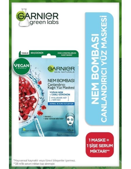 Garnier Nem Bombası Canlandırıcı Kağıt Maske 28 gr 