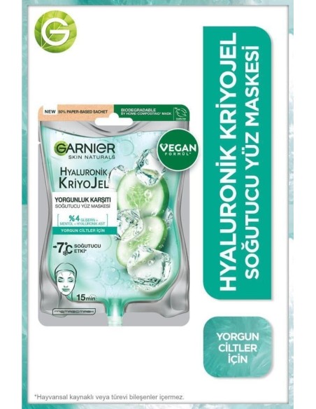 Garnier Hyaluronik Kriyojel Yorgunluk Karşıtı Soğutucu Yüz Maskesi 27 gr 