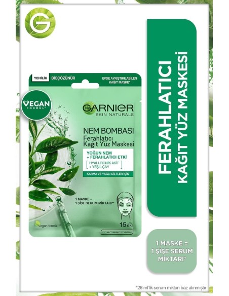 Garnier Nem Bombası Ferahlatıcı Kağıt Maske 28gr 