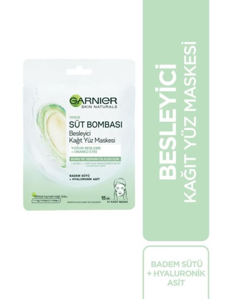 Garnier Süt Bombası Badem Sütü Kağıt Maske 28 gr 